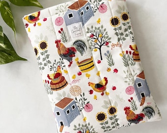 Funda acolchada para libro, protector de libros de bolsillo, estampado de granja
