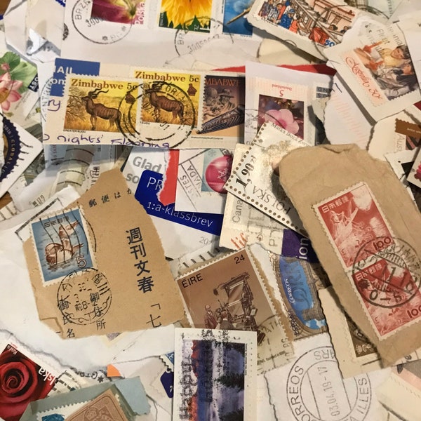 buy old stamp paper online Vintage World Stamps On Paper - 100 Stamps