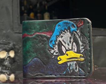 Portefeuille en cuir fait main, Donald Duck, design original