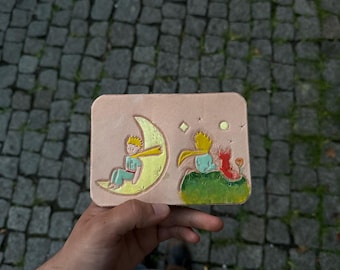 the little prince wallet, leather wallet, handmade, hand crafted.