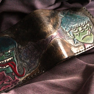 handcrafted leather wallet with Gorillaz design, Handmade leather wallet, custom leather wallet, gift for man, gift for woman, gorillaz,