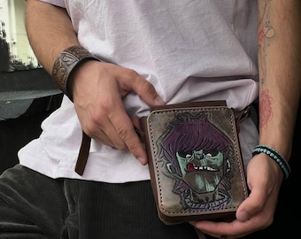 Leder Gürteltasche, Gorillaz Gürteltasche, handgemacht, Gorillaz Geldbörse, unisex, für Männer, für Frauen,