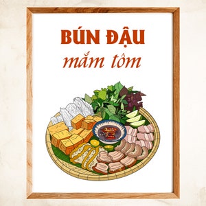 Bun Dau Mam Tom Poster: Vietnamese Cuisine Food Art (Printable)