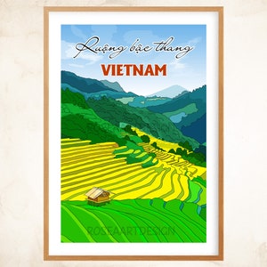 Vietnam Reisfelder Poster: Ha Giang Berglandschaft Kunst (Digitaler Download)