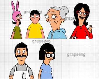 bob's burgers bundle svg, bobs burgers svg, linda belcher svg, tina belcher svg, bob belcher svg, louise belcher svg, gene belcher svg