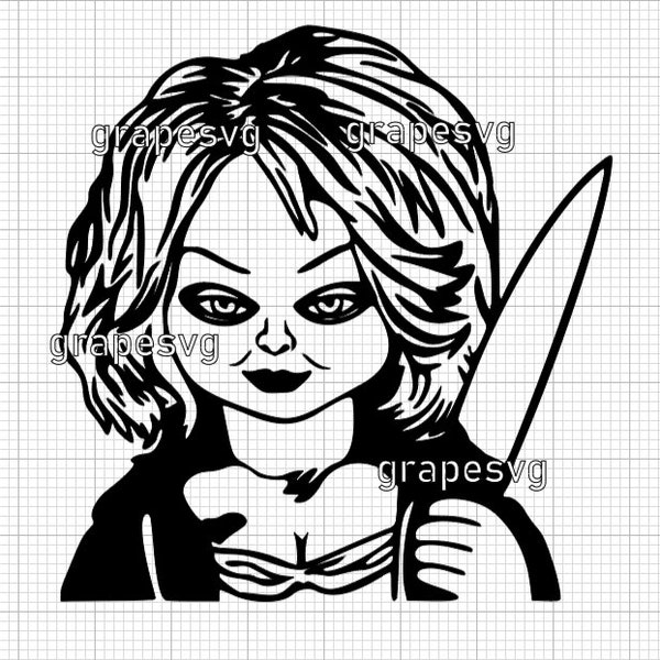 chucky's bride svg, tiffany svg, chuckie's bride svg, villain svg, evil svg, scary svg, scary movie svg, horror svg, outline svg, cricut