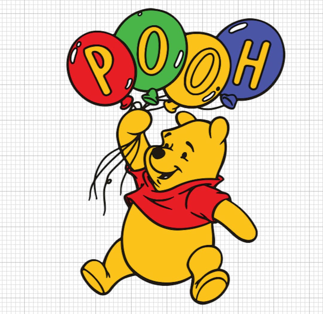 プーさん svg、クリカット svg、風船を持ったプーさん svg、くまのプー