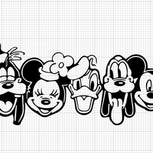 mickey y amigos svg, para camisas, svg, archivos cricut, contorno negro, sin color