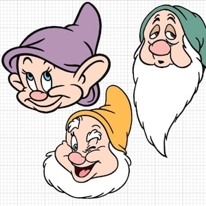 Dopey svg, happy svg, sneezy svg, 7 dwarfs svg, snow white svg, png, 7 dwarfs png, digital file, cricut files, for shirt, for cups, layered