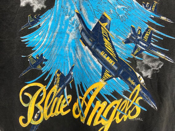 Vintage 90s 1991 Blue Angel Fighter Jet US Navy T… - image 4