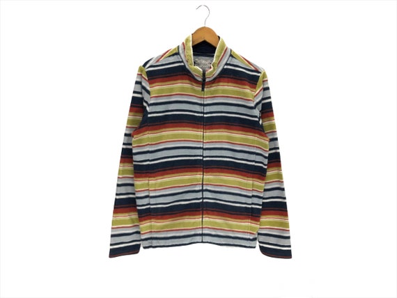 Vintage Authentic Jeanswear Quality Good Striped Fleece Zipper