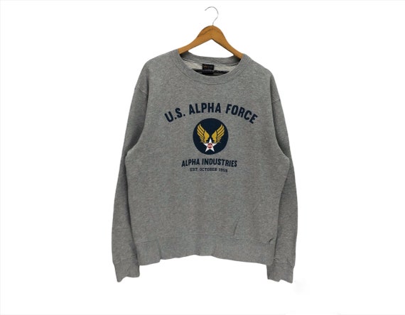 Vintage Alpha Industries Us Alpha Force Sweatshirt Big Logo Spellout Alpha  Industries Military Sweater Crewneck Army - Etsy