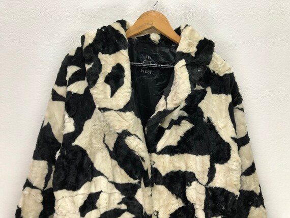 Vintage Rei Risee Cow Zebra Pattern Fur Jacket Re… - image 2