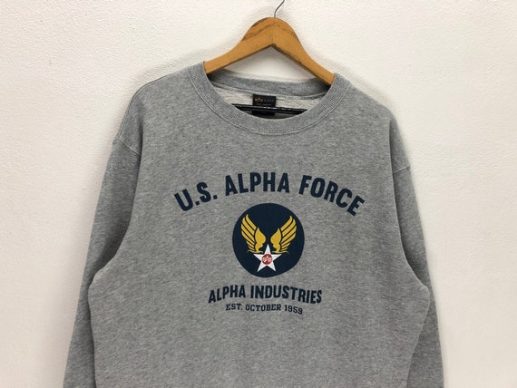 Vintage Alpha Industries Us Alpha Force Sweatshirt Big Logo Spellout Alpha  Industries Military Sweater Crewneck Army - Etsy