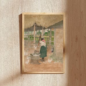 Woman Pounding Cassava Print