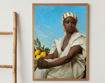 retrato, de, mujer negra, con, limones