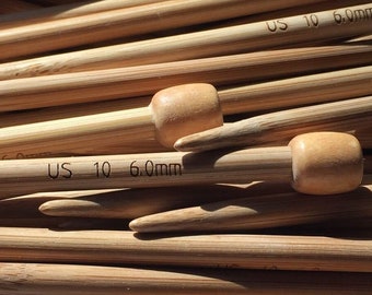 Bamboo Knitting Needles Bulk (30 pair) US 10, 6mm, 7 inches long.