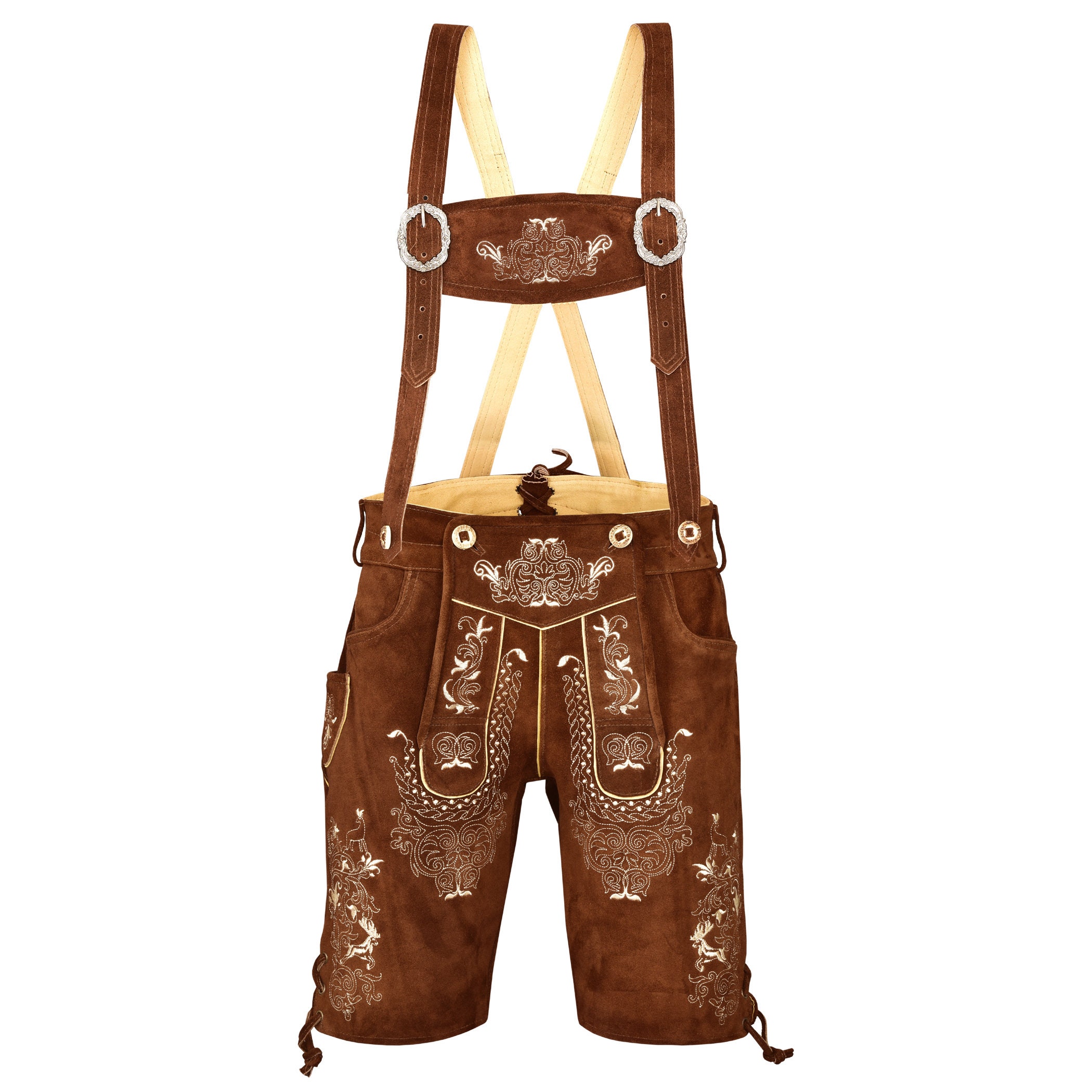 Men Oktoberfest Lederhosen Shorts Gold 