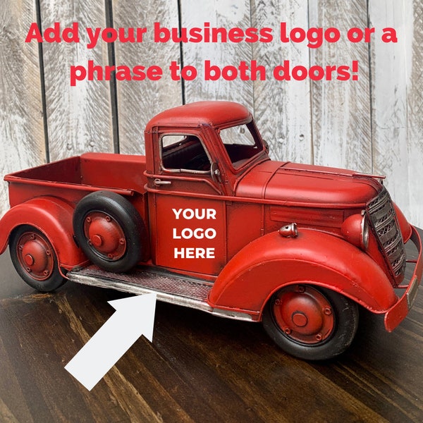 Red Rustic Metal Truck, Classic Farmhouse Decor, Personalize with Family Name or Phrase, Made in America Patriotic , Old Vintage Truck