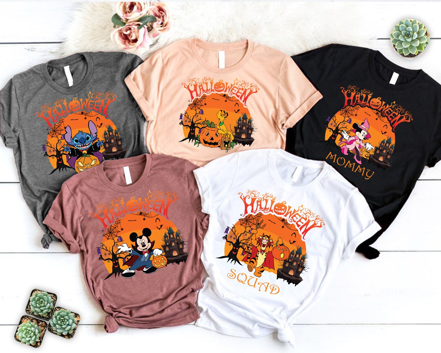 Discover Disney Halloween Family Matching Halloween Mickey Minnie Halloween Shirt, Halloween Gifts Vintage Halloween Shirt