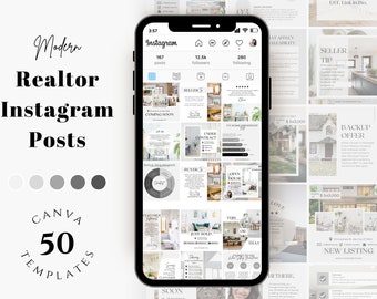 Realtor Instagram Post Templates, Modern Real Estate Social Media (Canva)