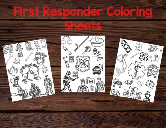 First Responder Coloring Sheets - Etsy