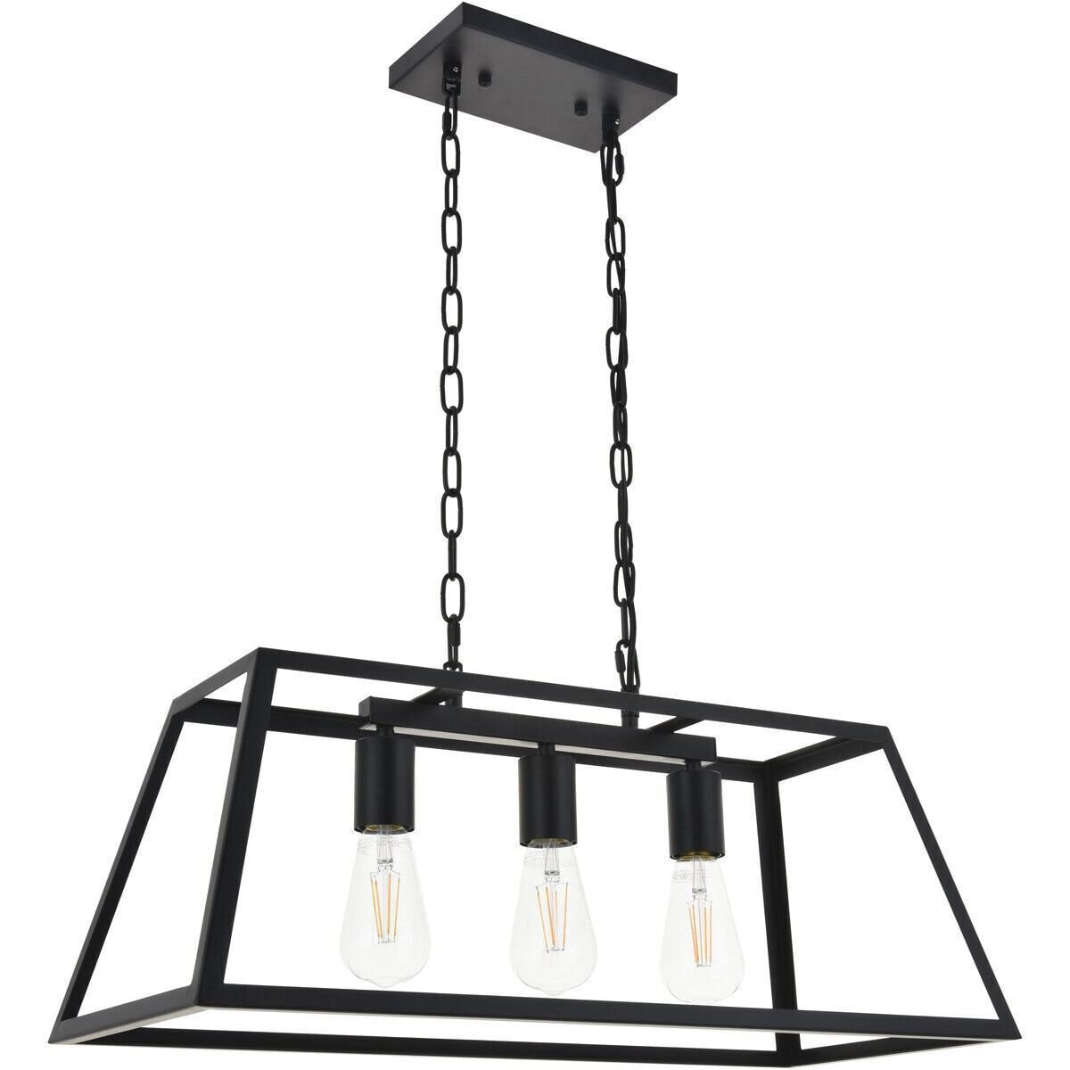 Chandelier Black Modern Rustic Farm House Foyer Living or Dining Room Kitchen Island 3 Light ...