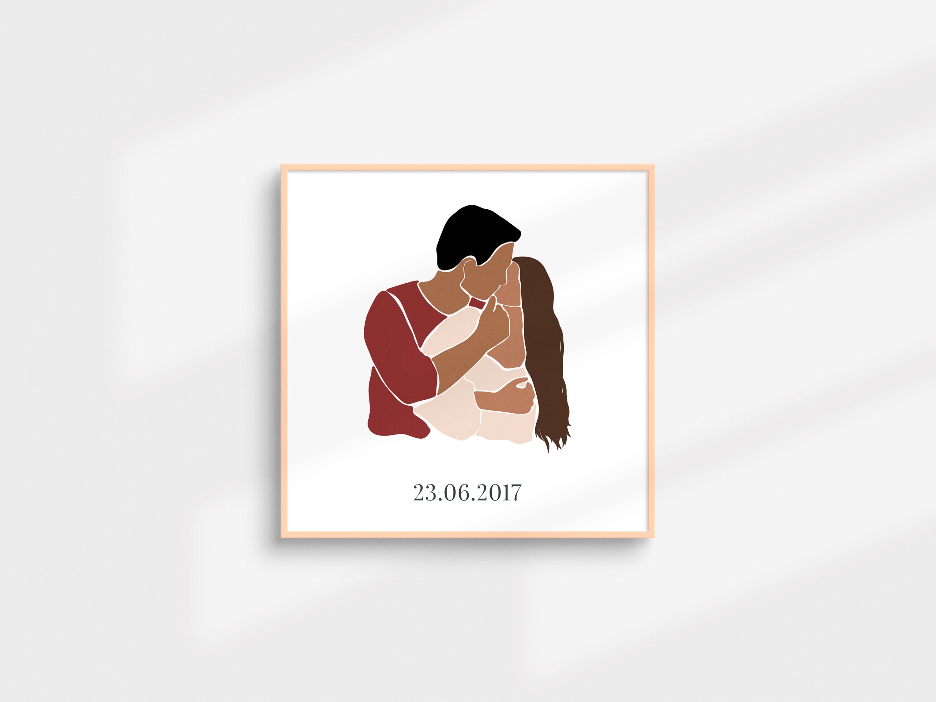 Illustration Personnalisée Couple | Idée Cadeau Anniversaire Affiche Personnalisée