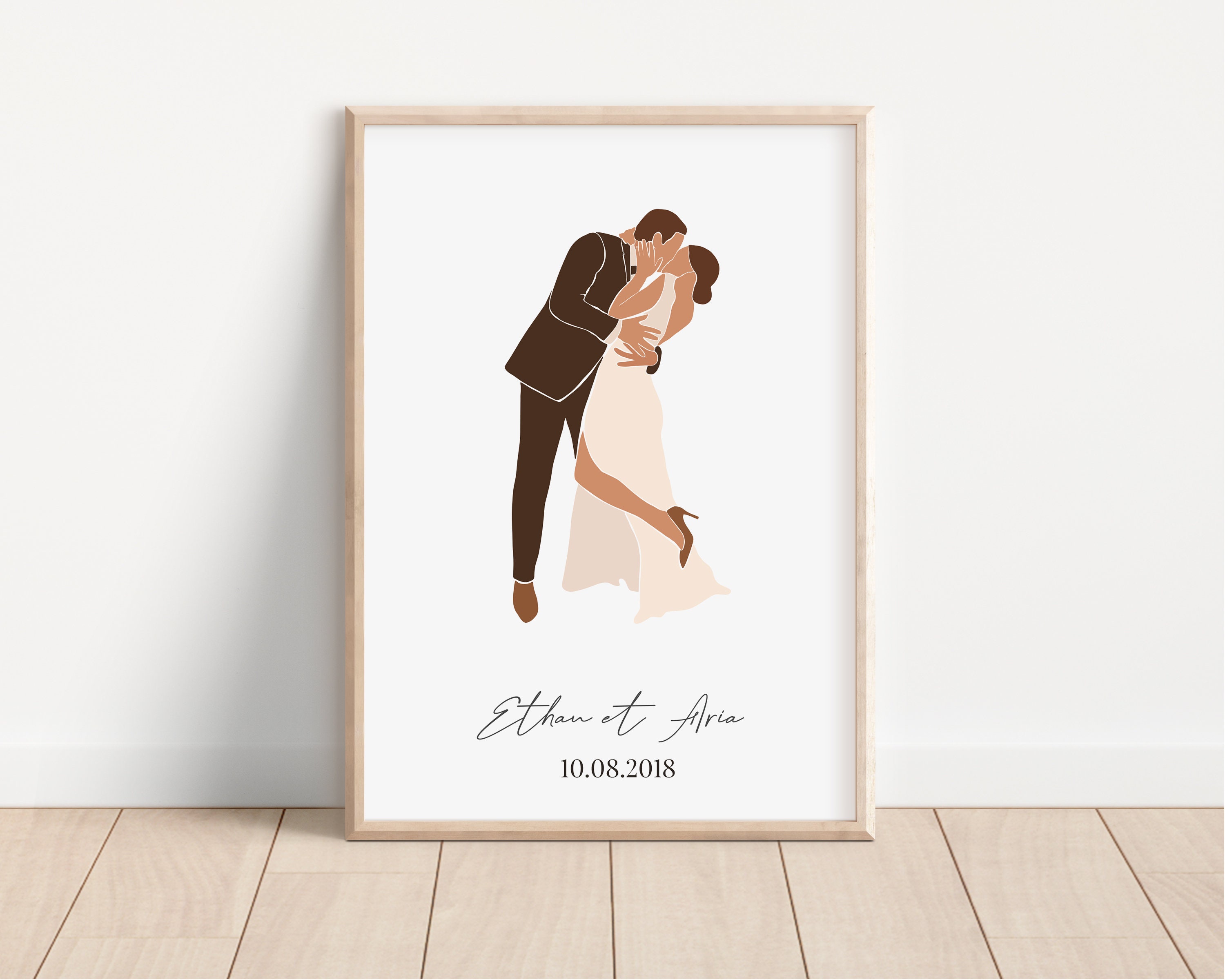 Illustration Personnalisée Mariage Couple | Idée Cadeau Mariage