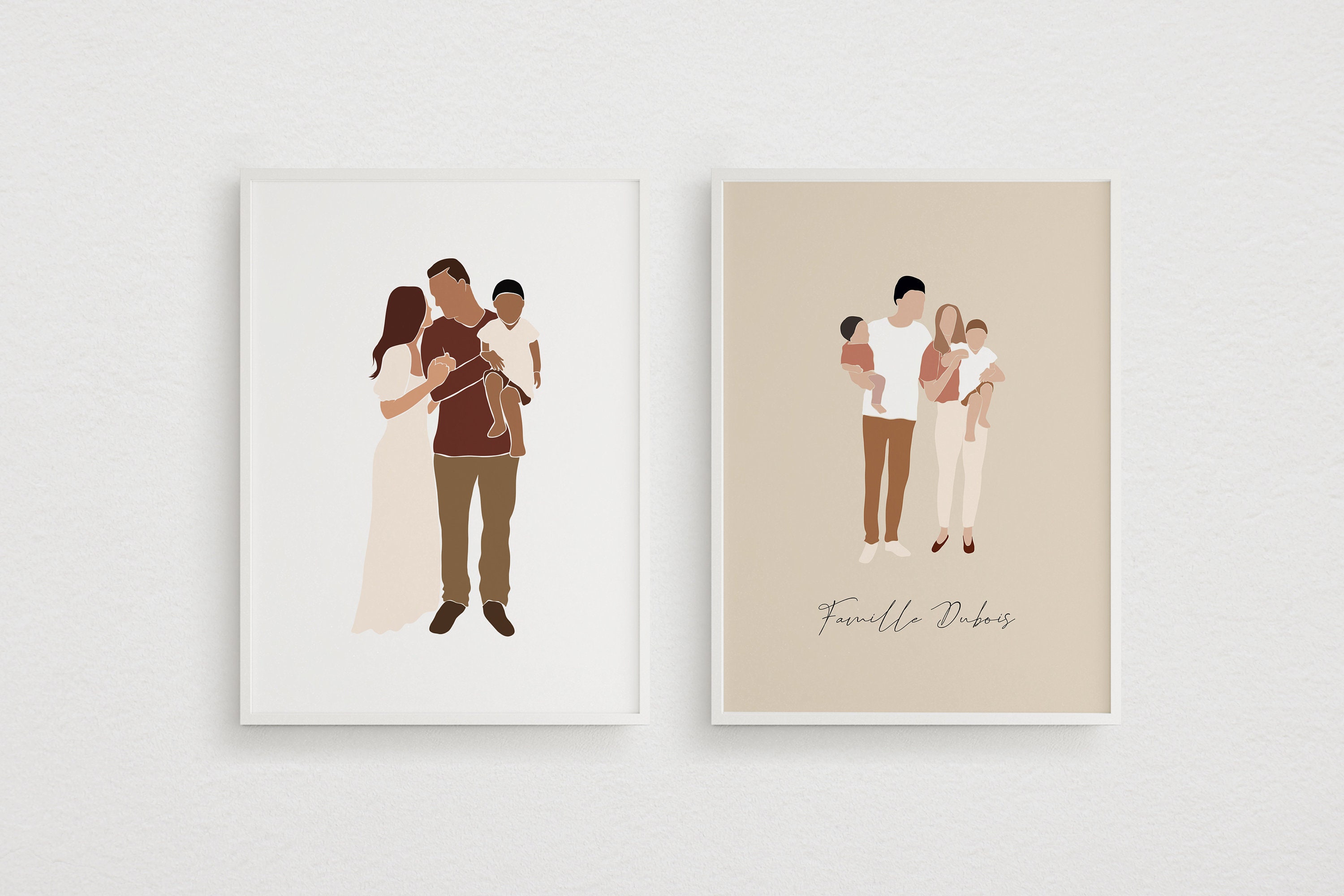 Illustration Personnalisée Famille | Idée Cadeau Fête Des Mères Affiche Famille