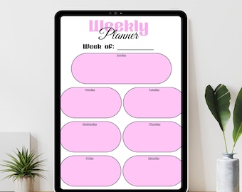 Pink Printable Weekly Planner, Digital Download,  PDF
