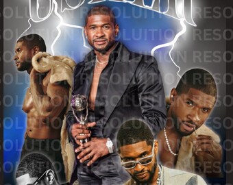 Usher Tshirt Design PNG| Usher Bootleg Tee| Usher Digital Download| Bootleg Rap Tee| Hip Hop Design| DTF DTG Sublimation| Ready to print