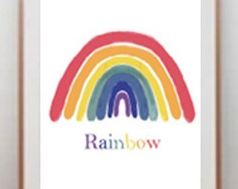 A4 Rainbow Print - original artwork, hand painted in watercolour