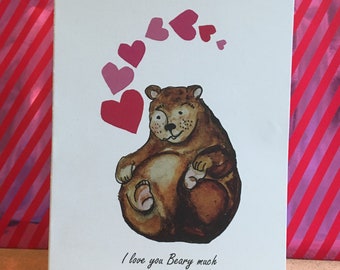 I love you Beary much - Love card! A6 card, blank inside for your personalisation. Comes with A6 envelope- Recycled card