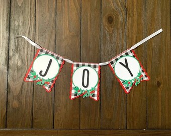 Christmas Banner. Buffalo Check. Holiday Banner. Christmas Decor. Winter Wonderland. Joy Banner. Christmas. Plaid Banner.