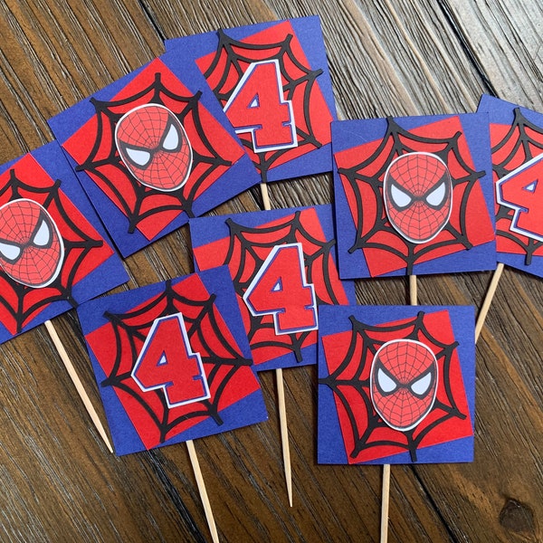 Spiderman Cupcake Toppers Etsy