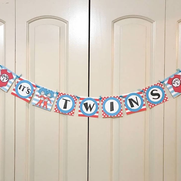 Dr. Seuss Banner. Twins Banner. Dr. Seuss Twins Banner. Party Banner. Birthday Banner. Dr. Seuss Party. Dr. Seuss Birthday. Dr. Seuss Decor