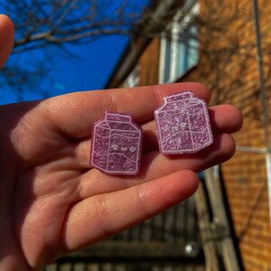 Purple Milk Carton Stud Earrings