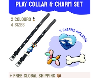 ¡Jugar! - Collar & Charm Set / collar de perro correa personalizada accesorios para mascotas regalos estilo gato de moda peludo macho hembra cachorro cachorro tartán