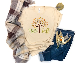 Fall Shirts - Fall Tees - Fall TShirts - Hello Fall Tees - Thanksgiving Tee - Cute Fall Shirts - Fall Graphic Tee - Women's Fall Tee -