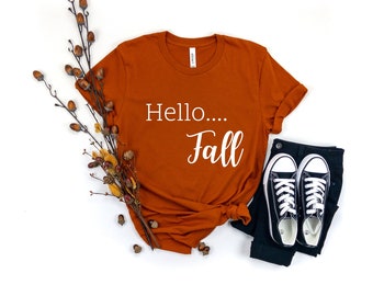 Fall Shirts - Fall Tees - Fall TShirts - Hello Fall Tees - Thanksgiving Tee - Cute Fall Shirts - Fall Graphic Tee - Women's Fall Tee -