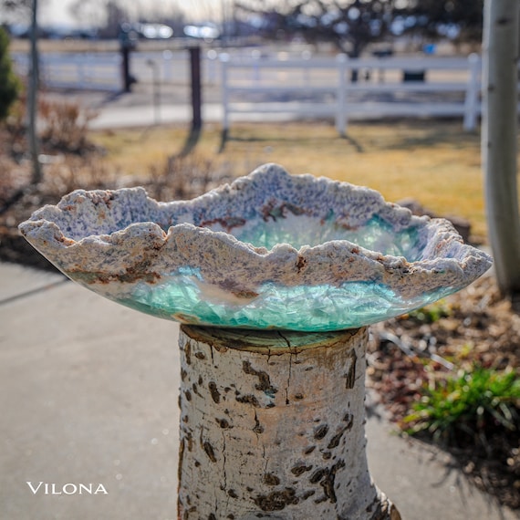 Hand Carved Green Fluorite Bowl: Unique Stone Decor (19