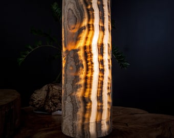 Sahara Onyx Cylinder Table Lamp (1 Out Of 3)