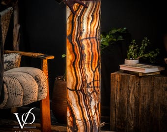 Sahara Onyx Floor Lamp - Cylinder - 39.5" Tall, x 9.5" D - (Small - #2)