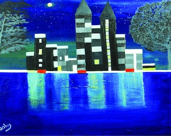 Canary wharf at night