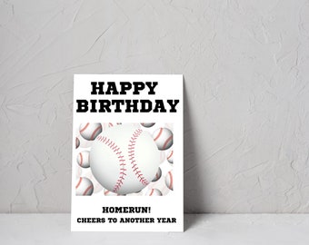 Baseball Happy Birthday Card | Etsy
