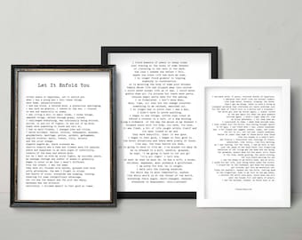 Wiersz Charlesa Bukowskiego, Niech cię otuli, Spokój lub szczęście, Sztuka ścienna z poezją, Plakat literacki, Dekoracja pokoju dla miłośników książek