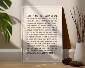 Tyler Durden Quote Print, Fight Club Movie Poster, Chuck Palahniuk Wall Art