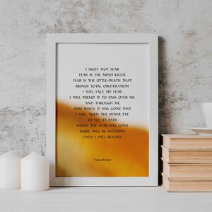 Litany Against Fear Print, I Must Not Fear, Fear is the Mind Kiler ...