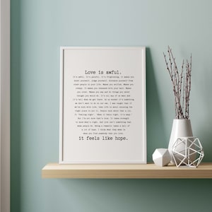 Love Is Awful Quote Print, Fleabag Priest Wedding Speech Print
